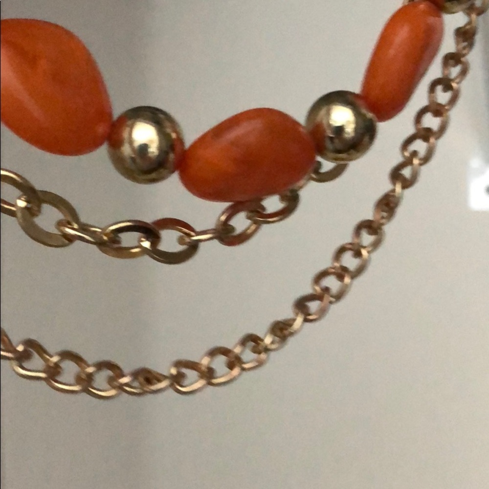 Orange and Gold Layered Necklace - Picture 3 of 3